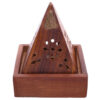 IF203_003 Decorative Sheehsam Wood Incense Cone Pyramid Box