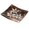 IF237_001 Mango Wood Square Carved Flowers Ashcatcher Incense Sticks Burner