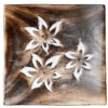 IF237_005 Mango Wood Square Carved Flowers Ashcatcher Incense Sticks Burner