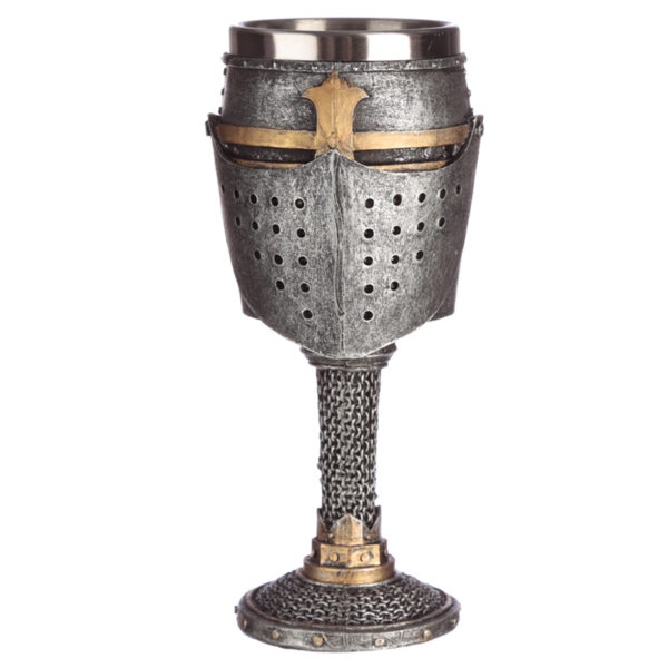 KN187_001 Collectable Decorative Medieval Helmet and Chain Mail Goblet