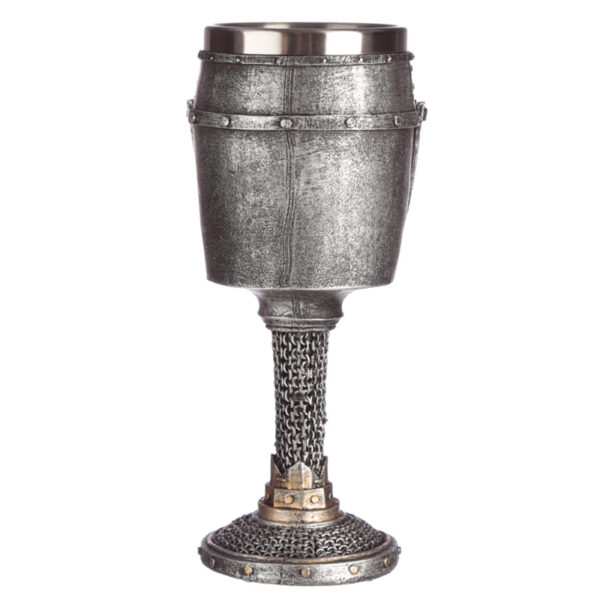 KN187_003 Collectable Decorative Medieval Helmet and Chain Mail Goblet