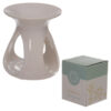OB115B_001 Simple Abstract High Gloss White Ceramic Oil and Wax Burner