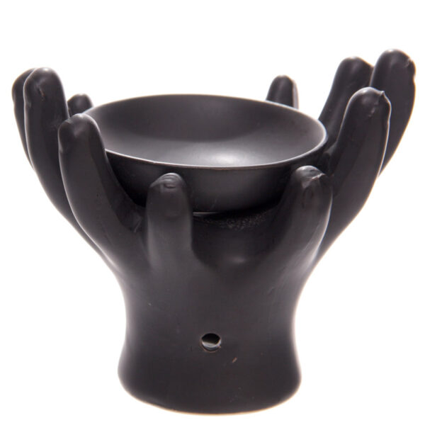 OB176_005 Ceramic Hands Design Dark Glazed Oil Burner