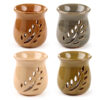 OB219_002 Ceramic Crackled Glaze Leaf Cut Out Oil Burner