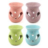 OB230_002 Ceramic Crackled Glaze Cut Out Pattern Oil Burner