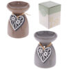 OB246_001 Ceramic Wooden Heart Motif Pattern Oil Burner
