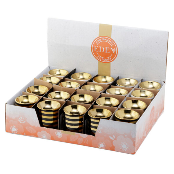 OB339_006 Ceramic Metallic Gold Stripe Eden Oil Burner
