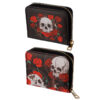 PUR119_001 Skulls and Roses Zip Around Small Wallet Purse