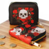 PUR119_004 Skulls and Roses Zip Around Small Wallet Purse