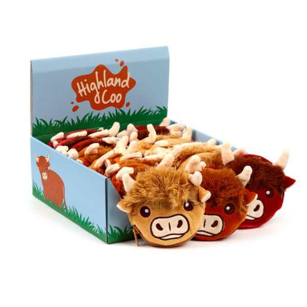 PUR145_001 (1) Plush Change Purse - Highland Coo Cow
