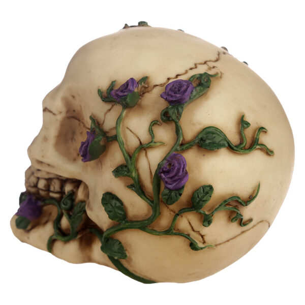 SK123B_005 Gothic Skull Decoration with Purple Roses
