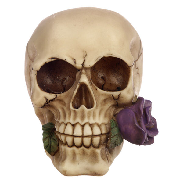 SK123B_007 Gothic Skull Decoration with Purple Roses