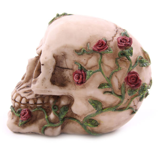 SK123_007 Fantasy Skull Head with Roses Ornament