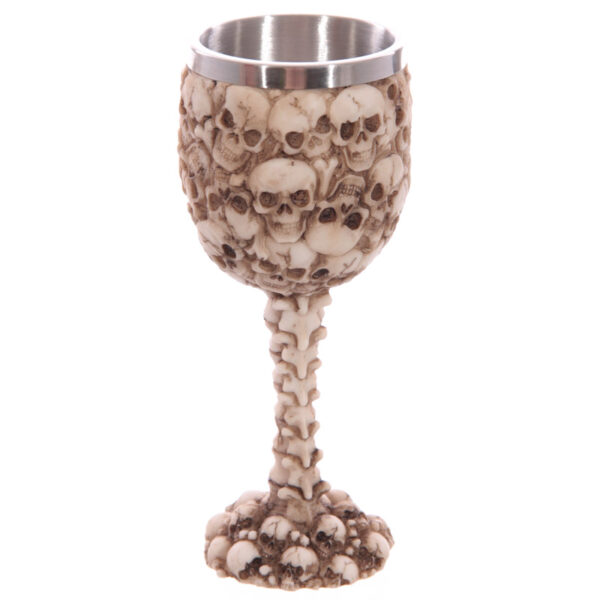 SK125_001 Decorative Gothic Multi Skulls and Spine Goblet