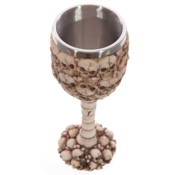 SK125_004 Decorative Gothic Multi Skulls and Spine Goblet