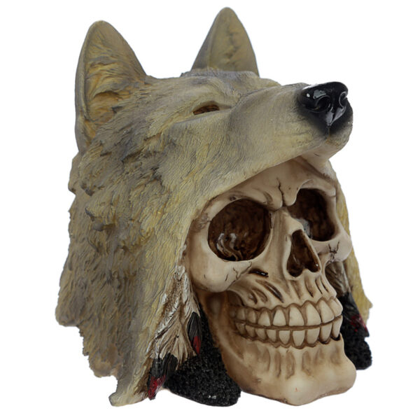 SK260_006 Fantasy Skull with Wolf Head Ornament