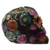 SK278_005 Gothic Metallic Day of the Dead Flower Skull Decoration