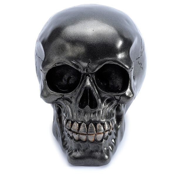 SK294_002 Gothic Metallic Black Skull Ornament