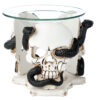 SK340_001 Skull and Serpent Resin Oil & Wax Burner with Glass Dish