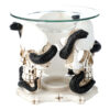 SK340_002 Skull and Serpent Resin Oil & Wax Burner with Glass Dish