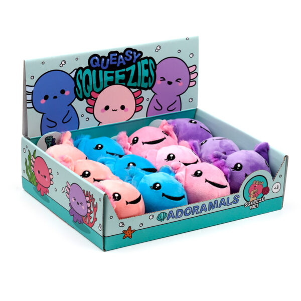TY928_001 Queasy Squeezy Polyester Toy - Axolotl (Salamander)