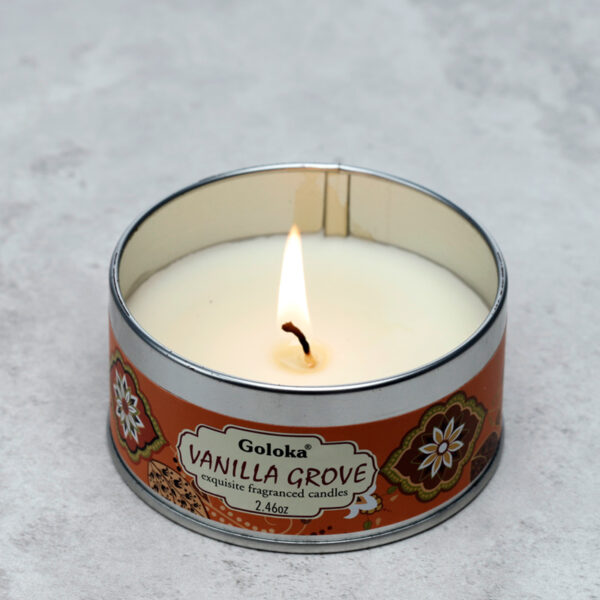 CAND89_002 Goloka Wax Candle Tin - Vanilla Grove