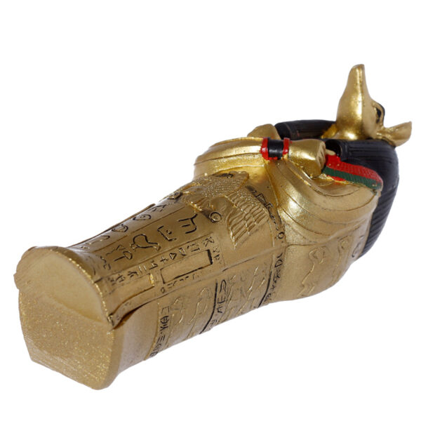 Gold Egyptian Anubis Sarcophagus Trinket Box with Mummy
