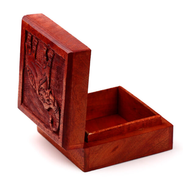 IF249M_003 Carved Mango Wood Trinket Box - Elephant