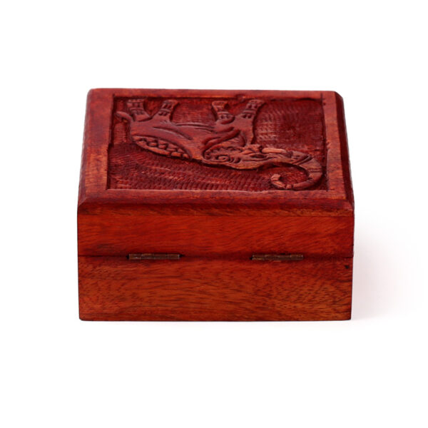 IF249M_006 Carved Mango Wood Trinket Box - Elephant