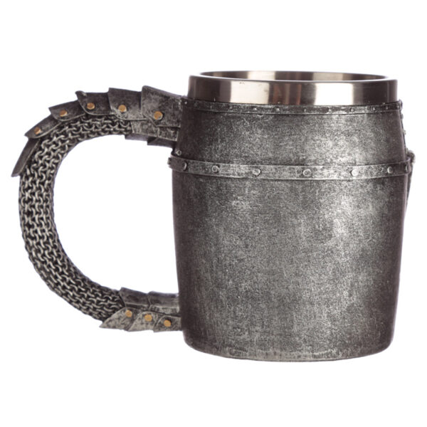 KN189_003 Collectable Decorative Medieval Helmet and Chain Mail Tankard