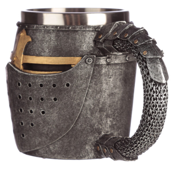 KN189_004 Collectable Decorative Medieval Helmet and Chain Mail Tankard