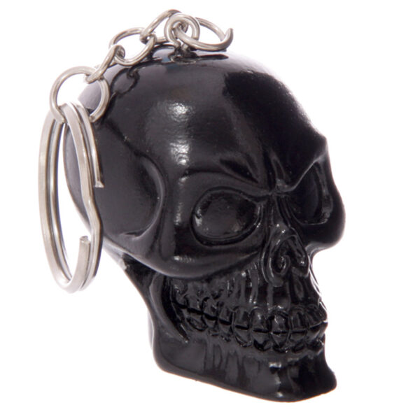 SK189_005 Novelty Keyring - Black and White Skull