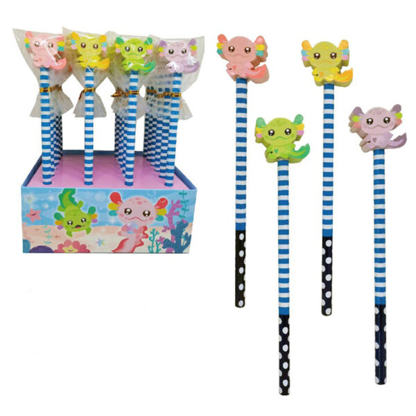 STA358_001 Pencil & Eraser Topper - Axolotl (Salamander)