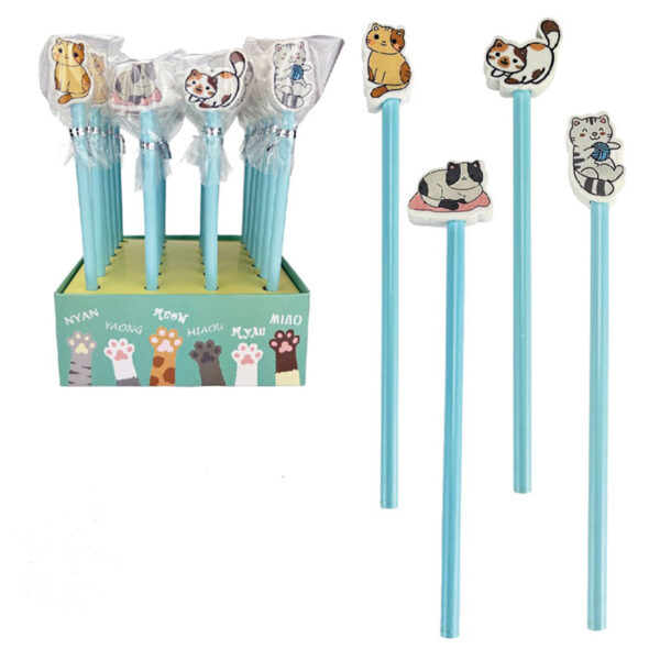 Pencil & Eraser Topper - Cute Kitty Cat