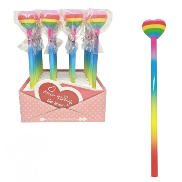 STA360_001 Pencil & Eraser Topper - Rainbow Heart