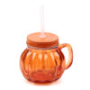 JAR96_001 Glass Drinking Jar with Lid & Straw - Pumpkin