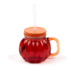 JAR96_002 Glass Drinking Jar with Lid & Straw - Pumpkin