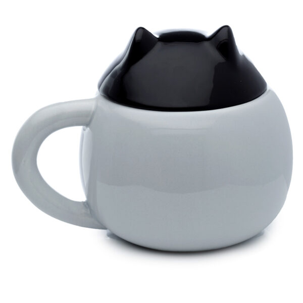 LMUG02_004 Peeping Lid Ceramic Lidded Animal Mug - Feline Fine Cat