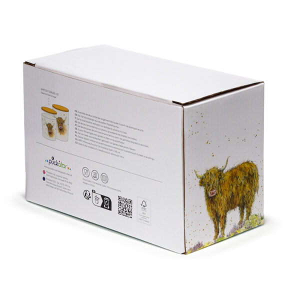 Recycled RPET Set of 2 Storage Jars S/M -Jan Pashley Highland Coo Cow