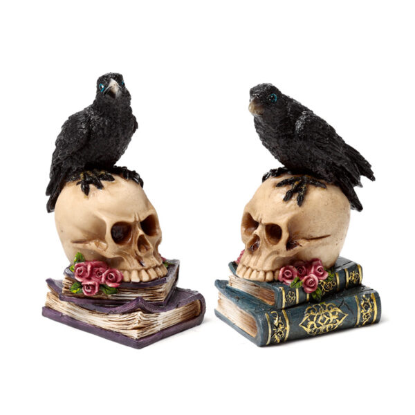 SK392_001 Decorative Ornament - Crow on Skull & Books