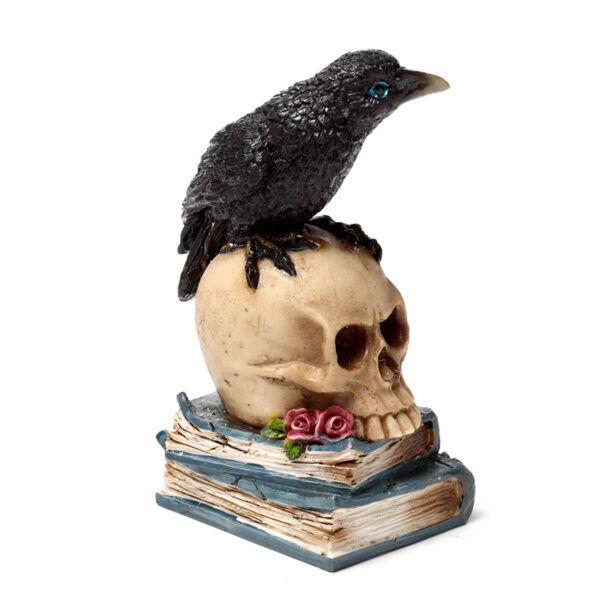 SK392_006 Decorative Ornament - Crow on Skull & Books
