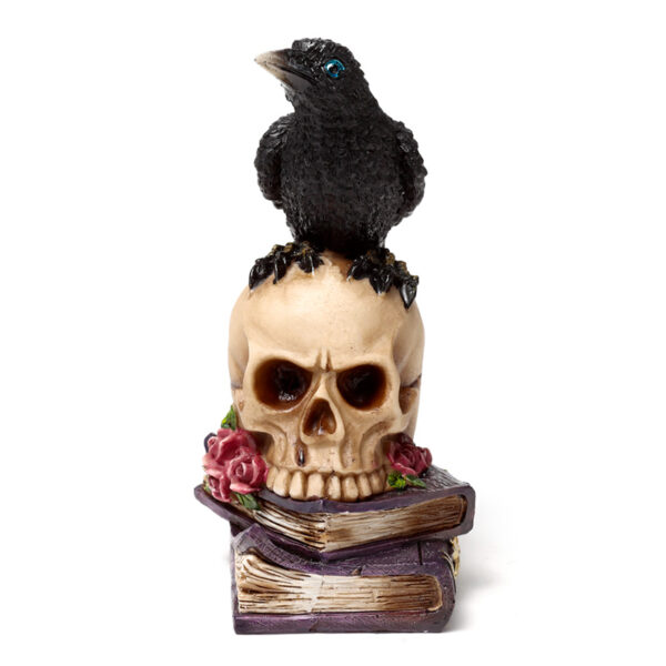 SK392_009 Decorative Ornament - Crow on Skull & Books