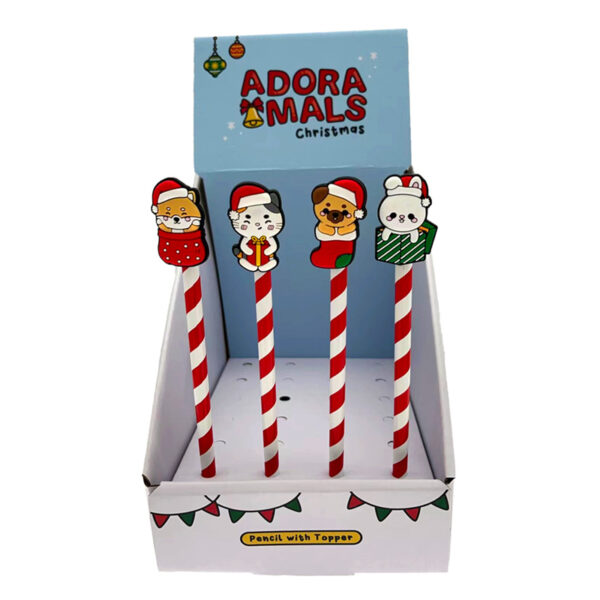 XSTA368_001 Pencil with PVC Topper - Christmas Adoramals