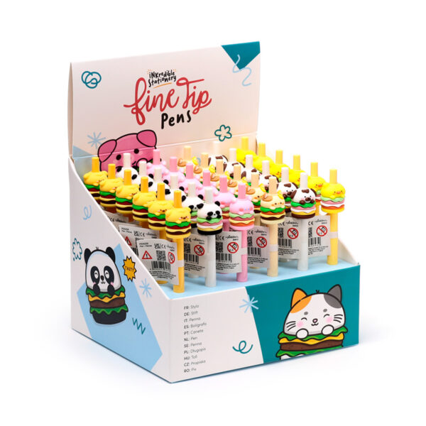 Fine Tip Pen with PVC Topper - Foodiemals Cute Hamburger