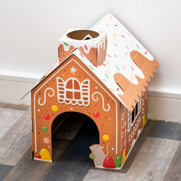 XCATH04_001 Cardboard Cat Den Playhouse - Christmas Gingerbread House
