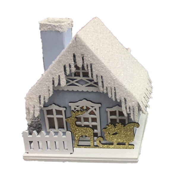 XHOU04_001 LED Decoration - Christmas Sleigh Scene House