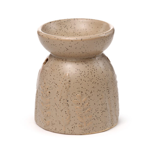 OB408_004 Ceramic Oil & Wax Burner - Eden Stone Effect Embossed Fern