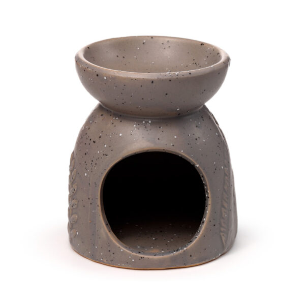 OB408_009 Ceramic Oil & Wax Burner - Eden Stone Effect Embossed Fern