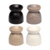 OB409_001 Ceramic Oil & Wax Burner - Eden Stone Effect Embossed Lotus