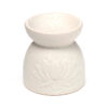 OB409_003 Ceramic Oil & Wax Burner - Eden Stone Effect Embossed Lotus